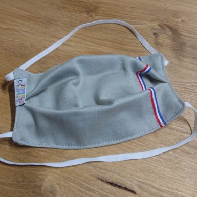 Masque de protection tissus Gris avec drapeau Français élastiques derrière la tête