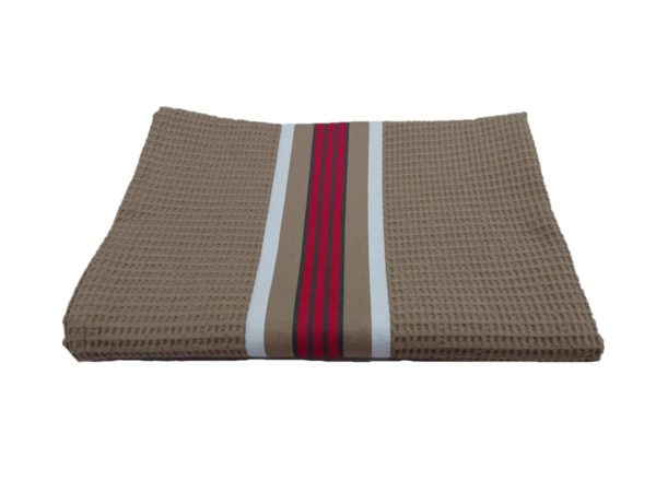 Drap de bain en coton marron mastic NID D'ABEILLE