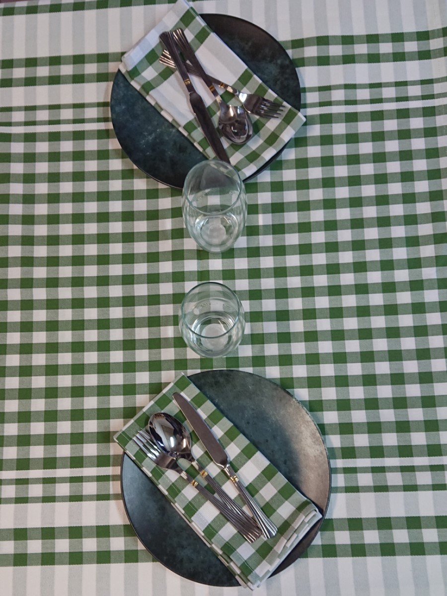 Nappe de table à carreaux vert et blanc GUINGUETTE
