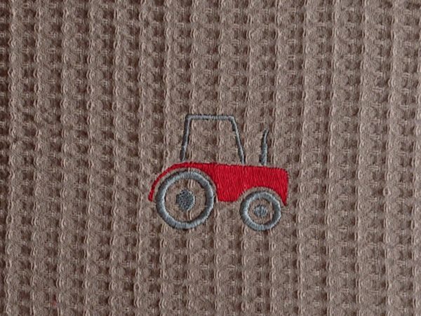 Protège carnet de santé en nid d'abeille mastic broderie tracteur – Image 3