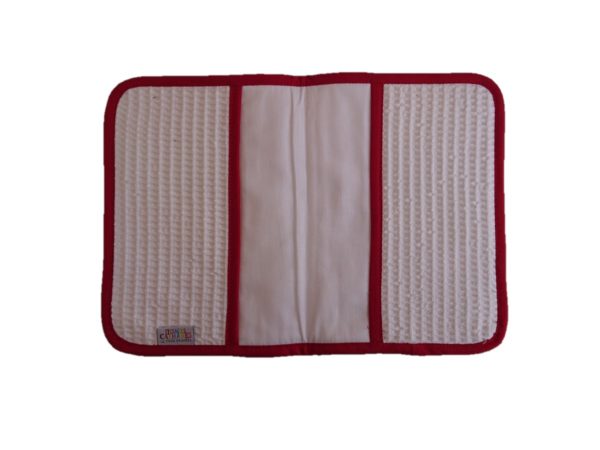 Protège carnet de santé en nid d'abeille blanc broderie tracteur – Image 2
