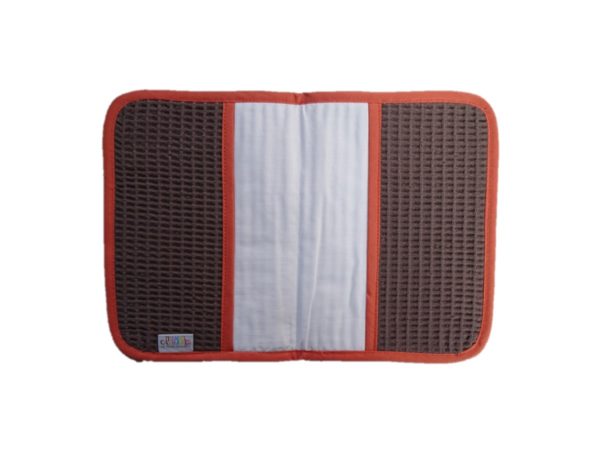 Protège carnet de santé en nid d'abeille étain broderie lapin – Image 2