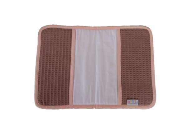 Protège carnet de santé en nid d'abeille mastic broderie visage – Image 2