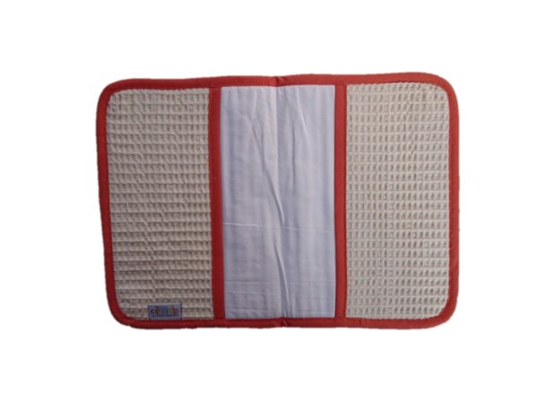Protège carnet de santé en nid d'abeille naturel broderie lapin – Image 2