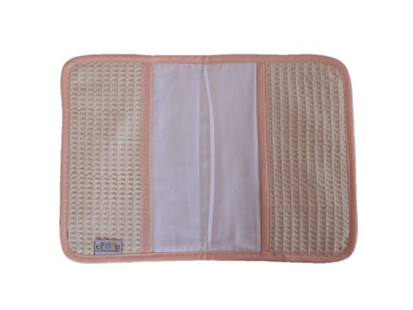 Protège carnet de santé en nid d'abeille naturel broderie visage – Image 2