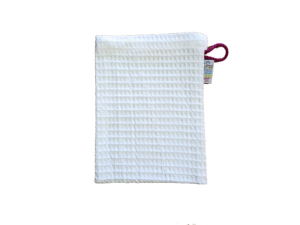 Gant de toilette en coton blanc uni NID D'ABEILLE – Image 2