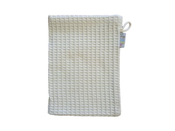 Gant de toilette en coton naturel uni NID D'ABEILLE – Image 2