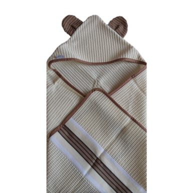 Cape de bain bébé en nid d'abeille naturelle avec oreilles